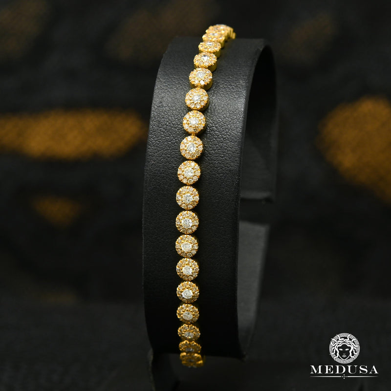 Bracelet à Diamants en Or 14K | Bracelet Homme 5mm Tennis Flower Diamant Or Jaune