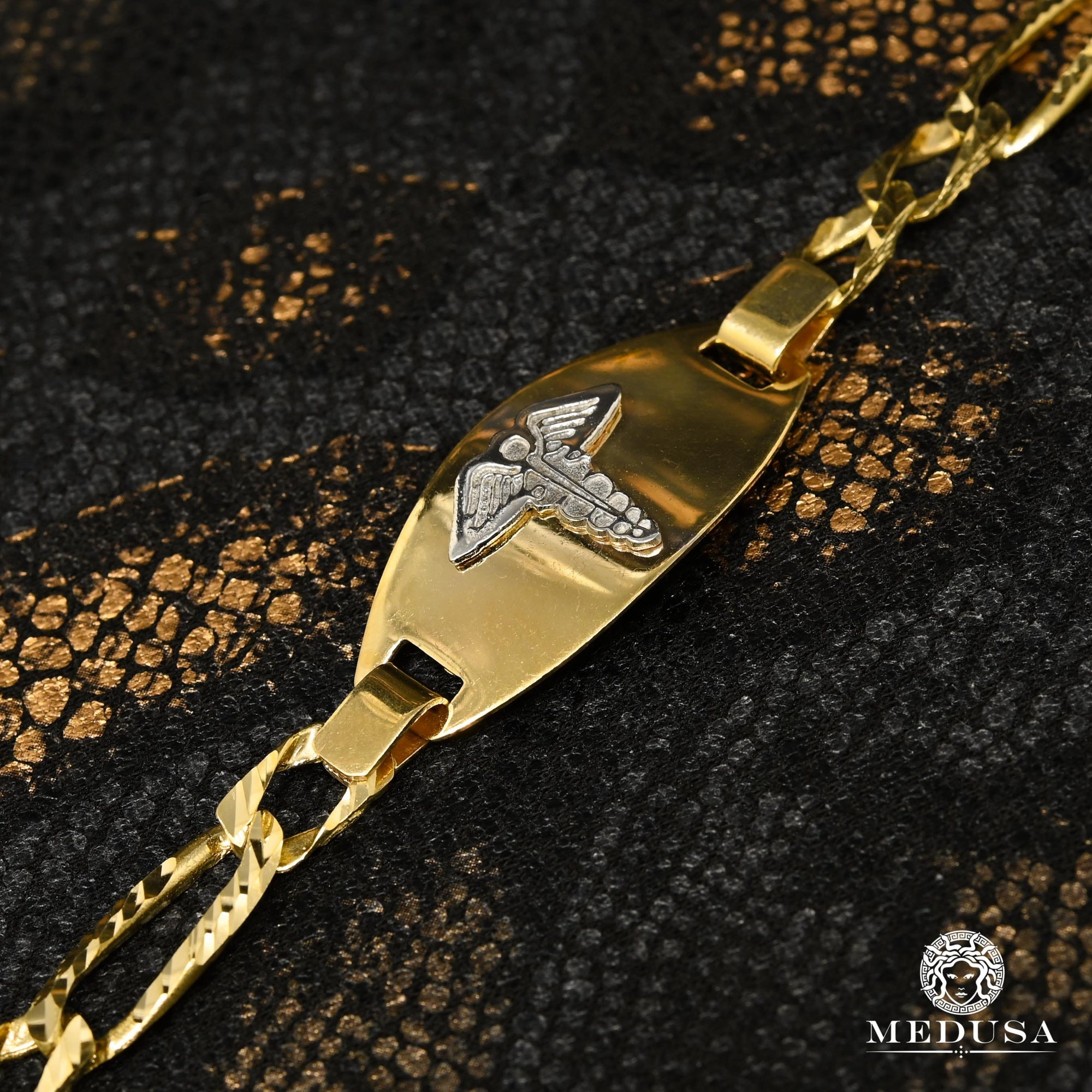 Bracelet en Or 10K | Bracelet Homme 6.5mm Bracelet Medical M410-F