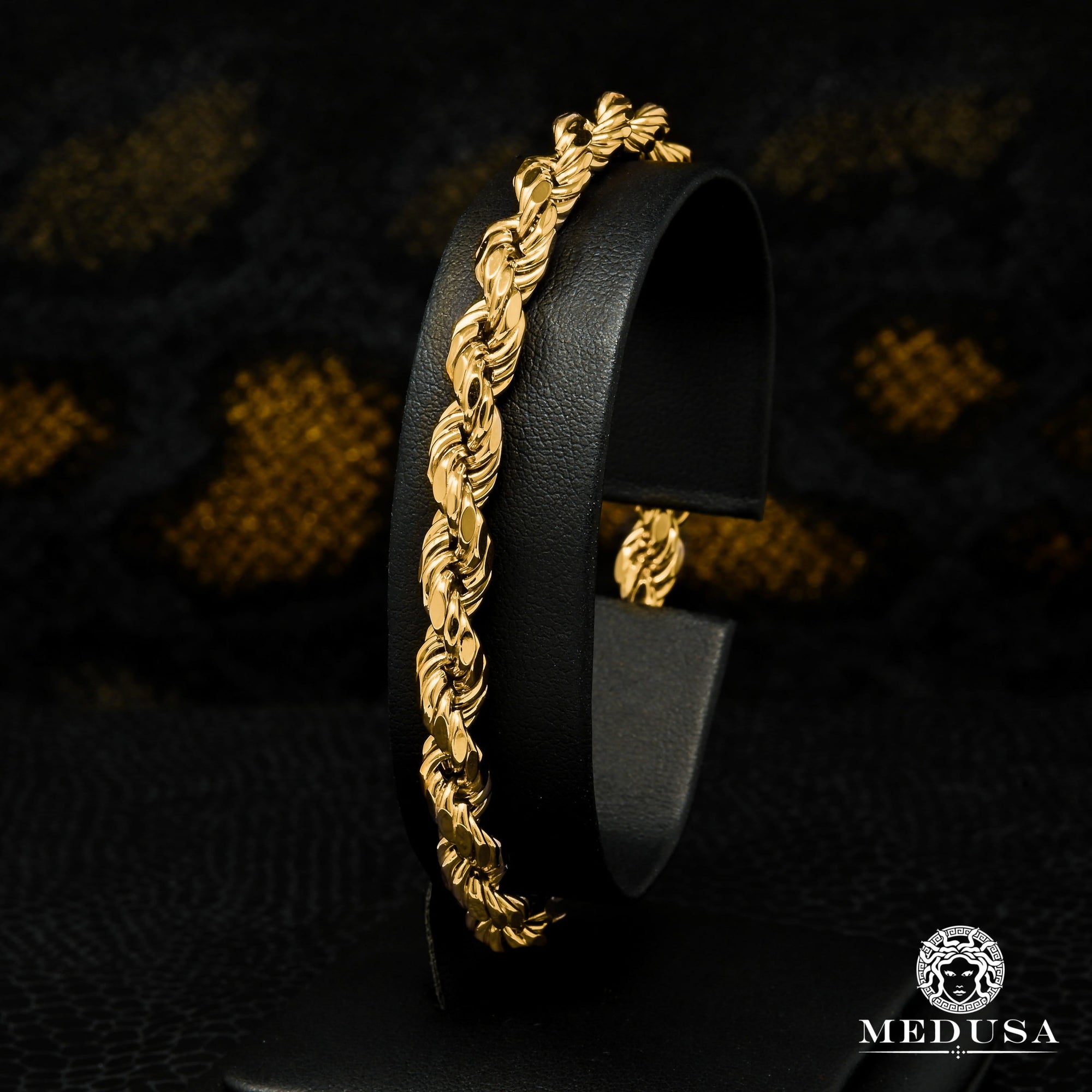 Bracelet en Or 10K | Bracelet Homme 6.5mm Bracelet Torsade Diamond Cut