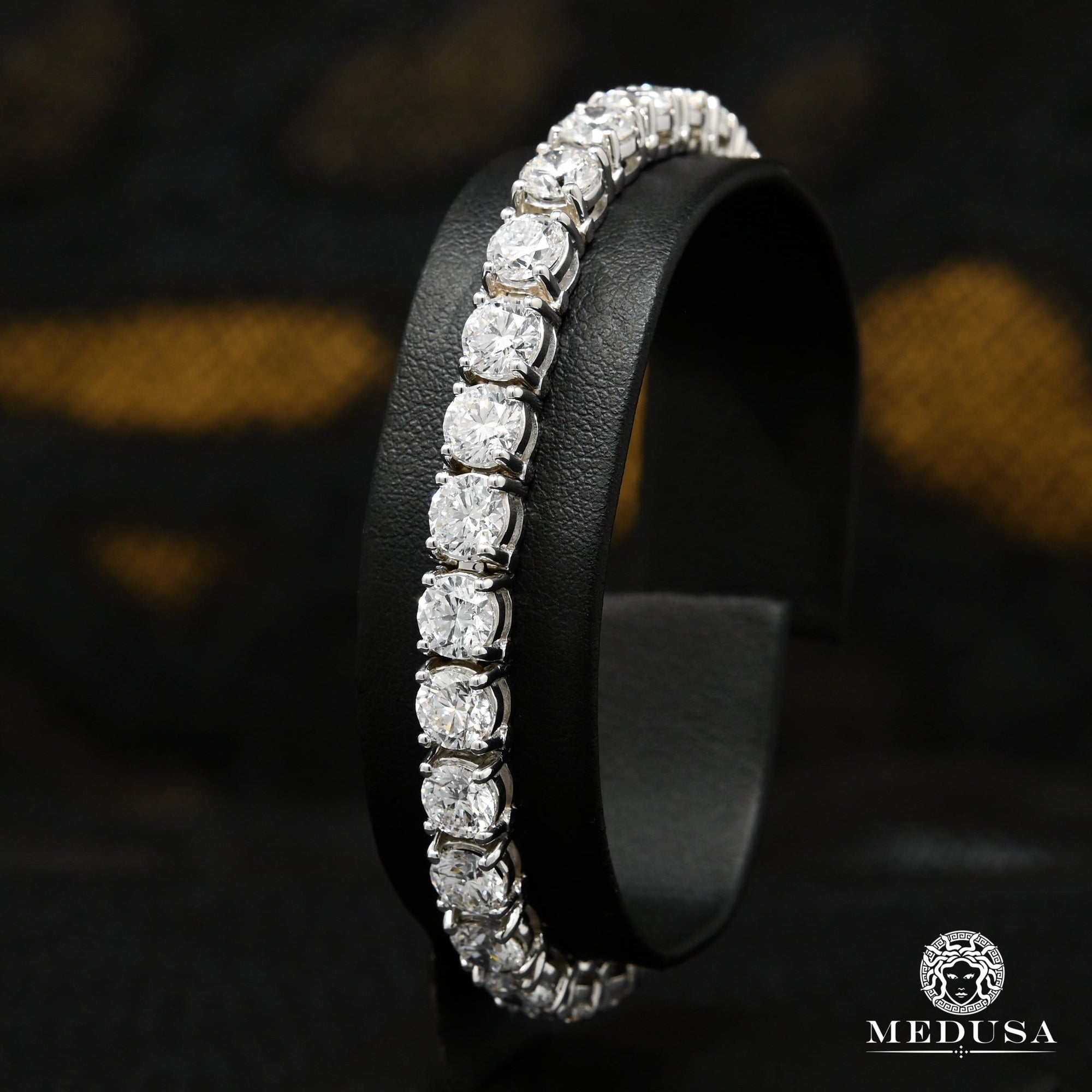 Bracelet à Diamants en Or 18K | Bracelet Homme 6.5mm Tennis 50PT Or Blanc Diamant Or Blanc
