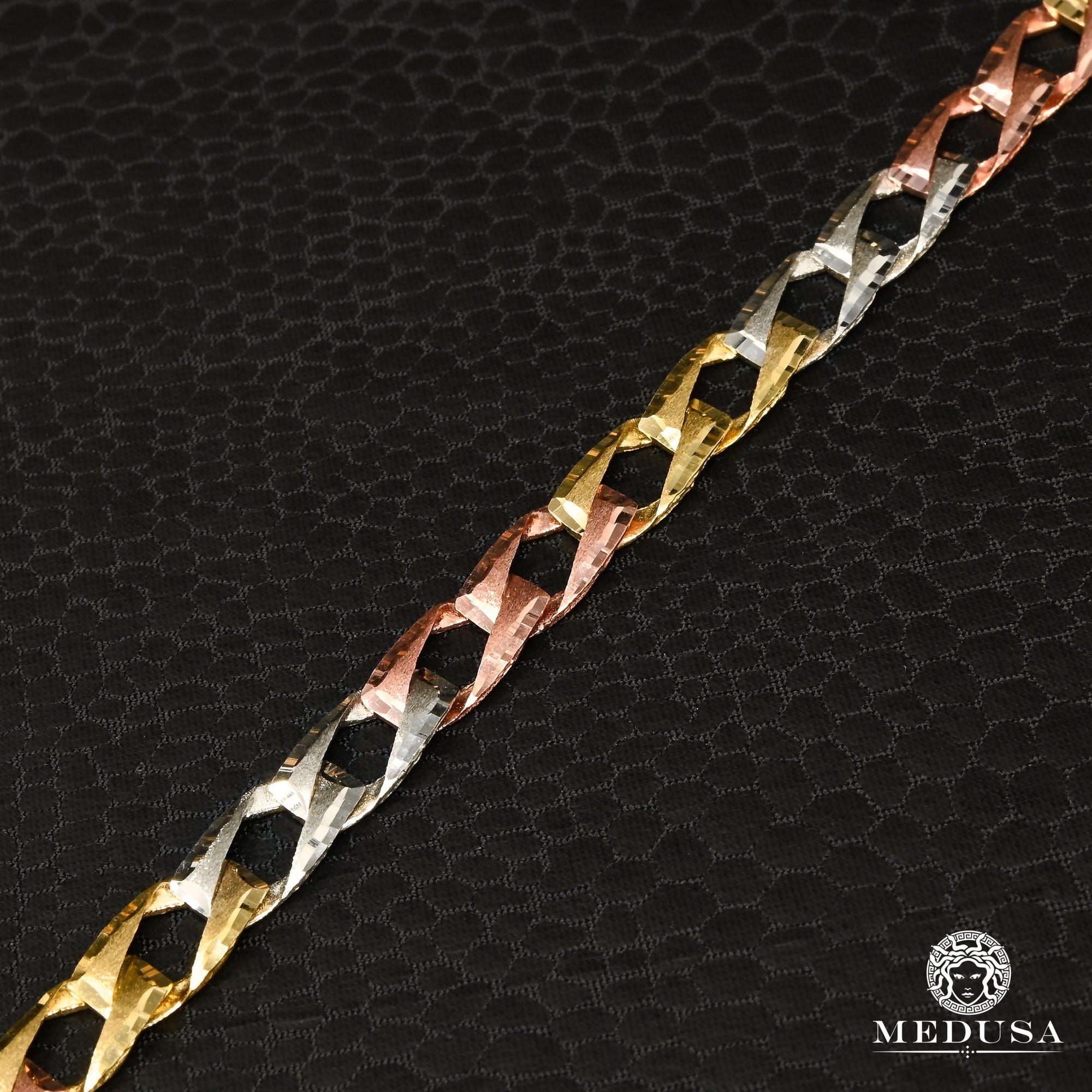Bracelet en Or 10K | Bracelet Femme 7mm Bracelet Meshy M ALM