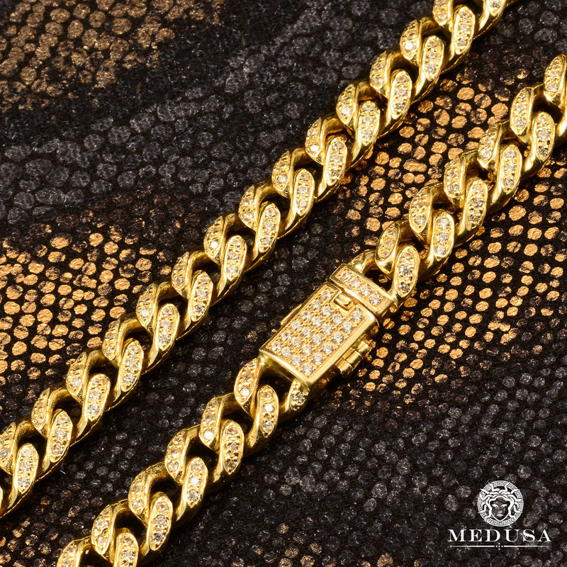 Bracelet à Diamants en Or 10K | Bracelet Homme 8mm Bracelet Cuban Link Diamant