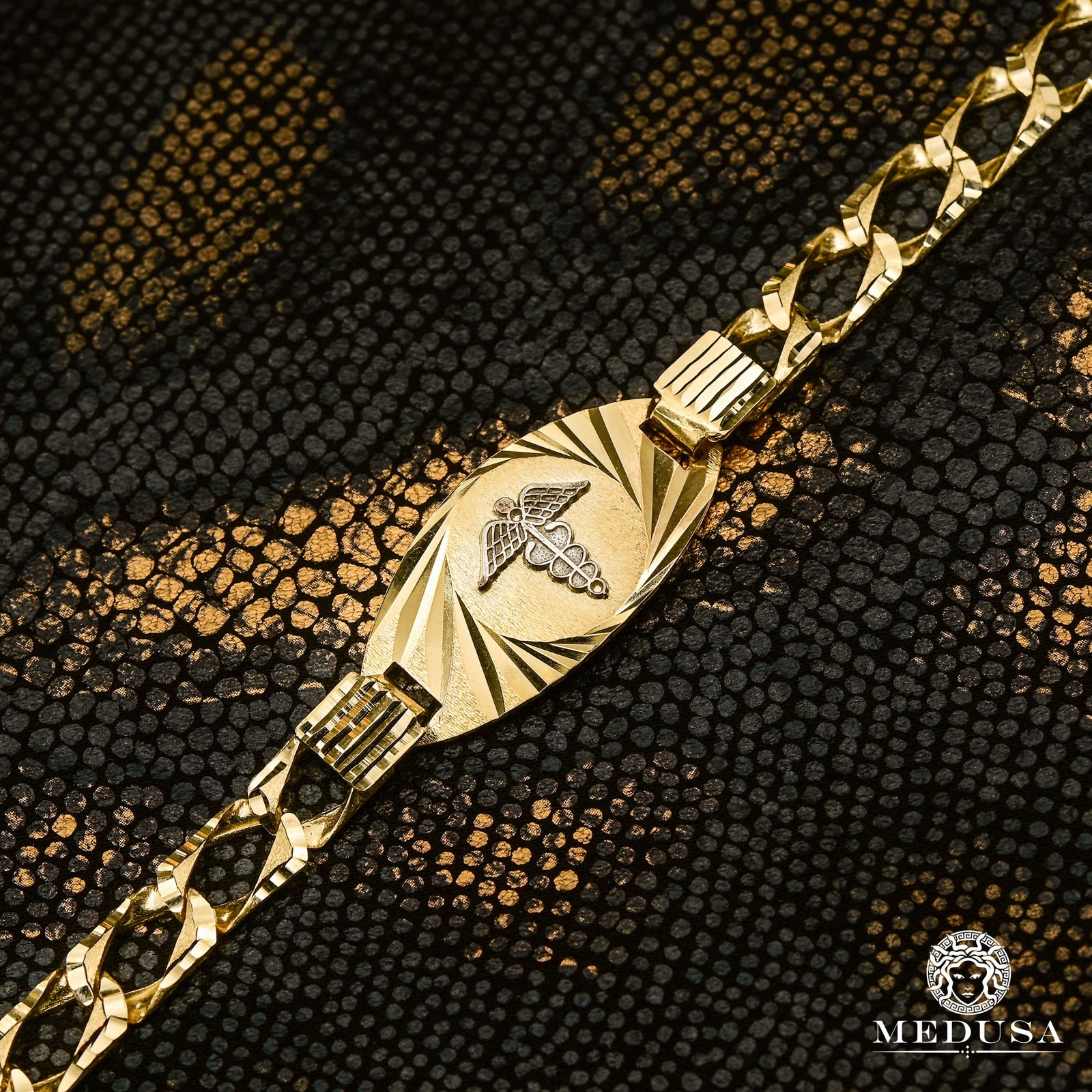 Bracelet en Or 10K | Bracelet Homme 8mm Bracelet Medical MA45