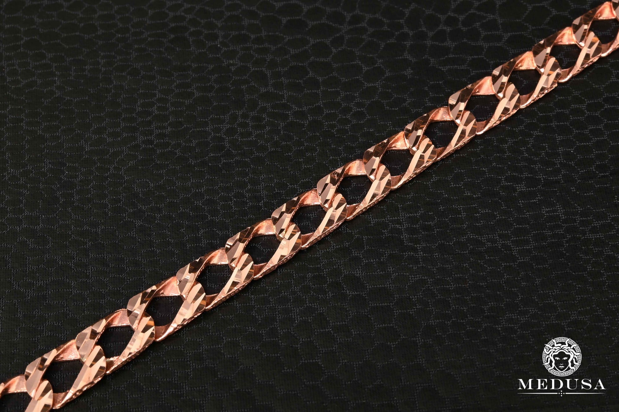 Bracelet en Or 10K | Bracelet Homme 8mm Bracelet Meshy M150 Or Rose