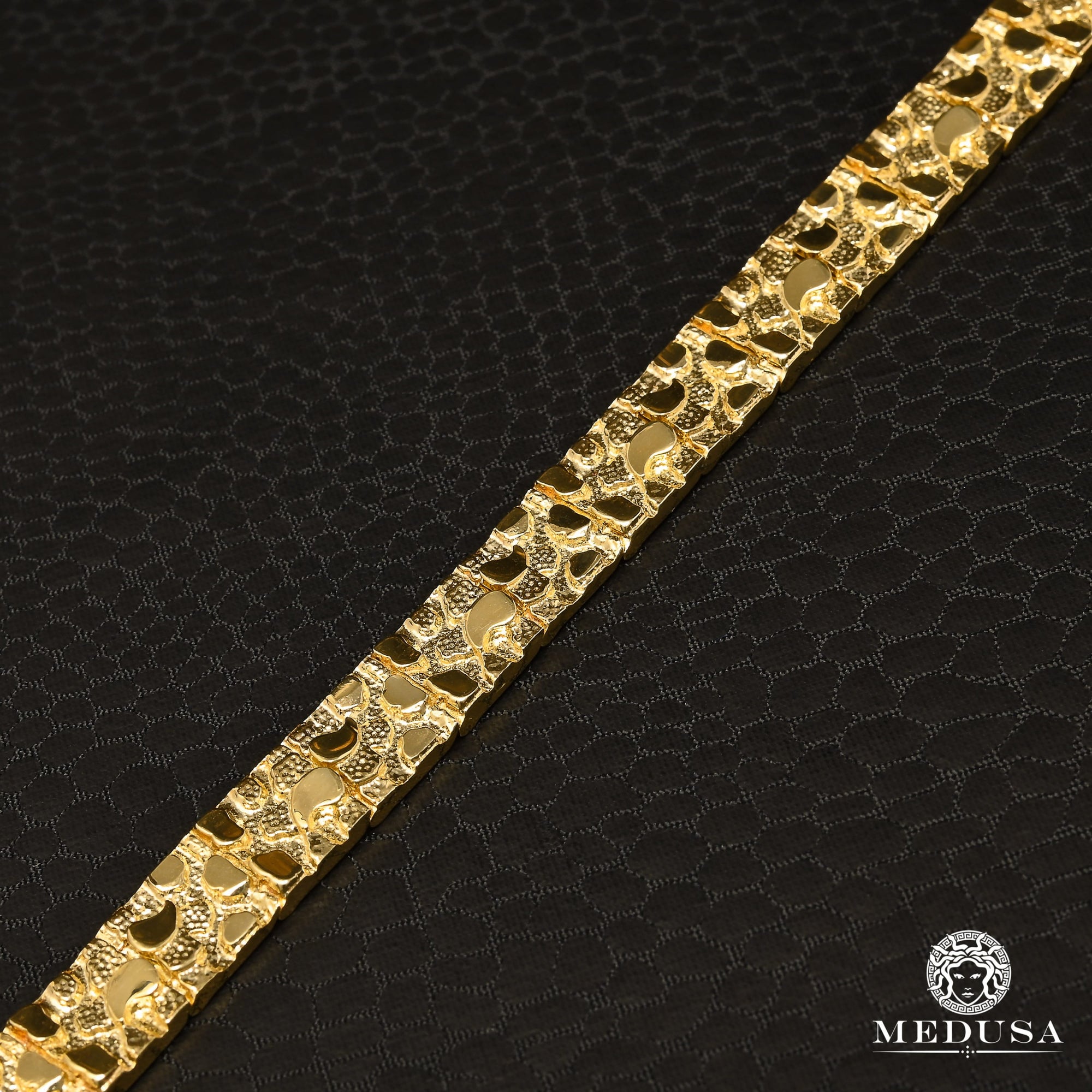 Bracelet en Or 10K | Bracelet Homme 8mm Bracelet Nugget 8.5’’ / Or Jaune