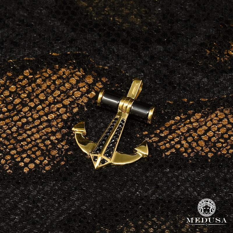 Pendentif en Or 10K | Pendentif Divers Anchor X2 Or Jaune