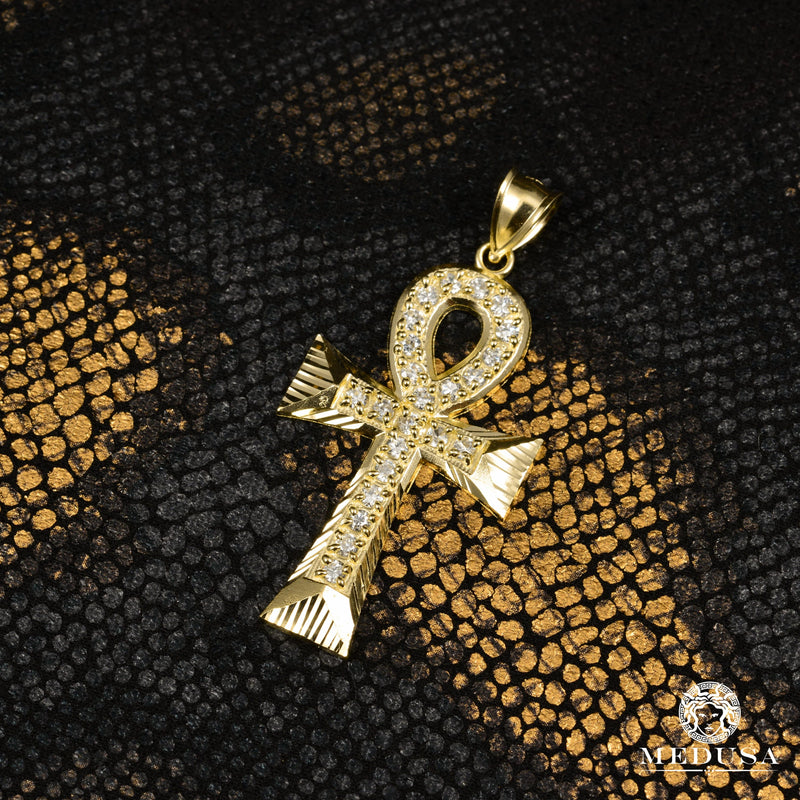 Pendentif en Or 10K | Pendentif Croix Ankh X4