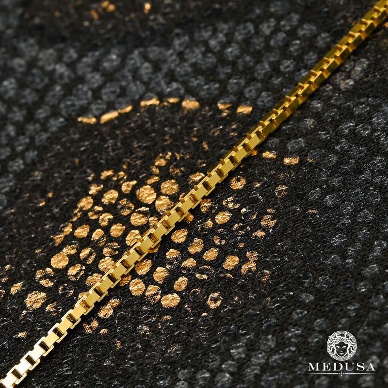 Bracelet en Or 10K | Bracelet Cheville Anklet F5 Box 1.4mm / Or Jaune