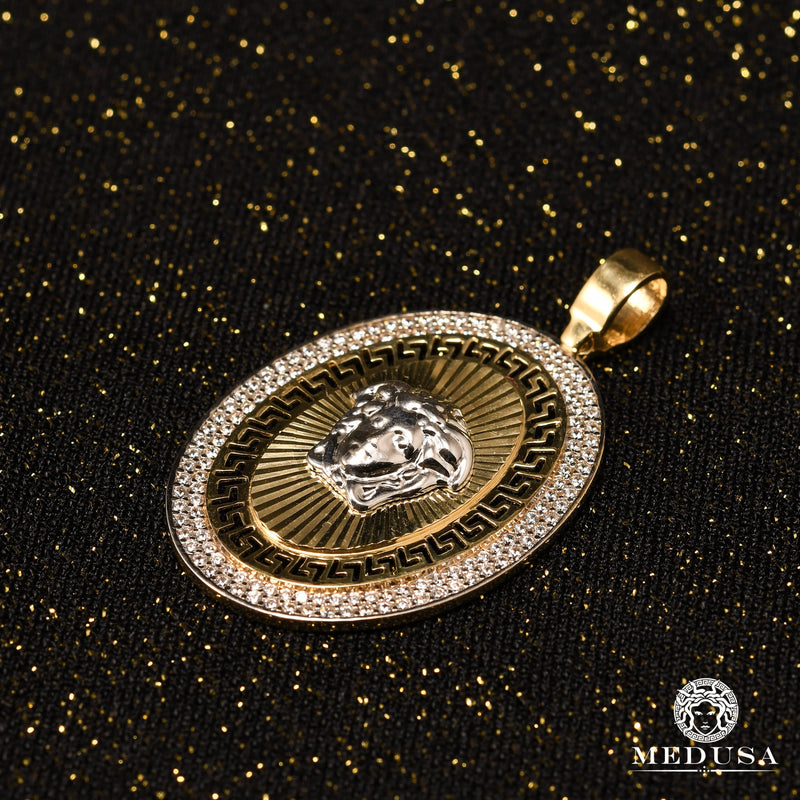 Pendentif en Or 10K | Médaillon Aphrodite F2 Or 2 Tons