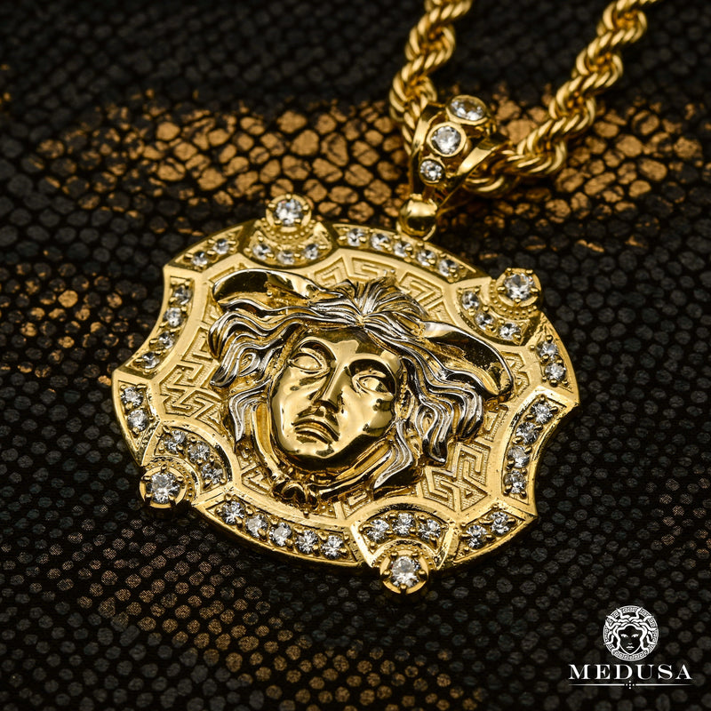 Pendentif en Or 10K | Médaillon Artémis F9 Or 2 Tons