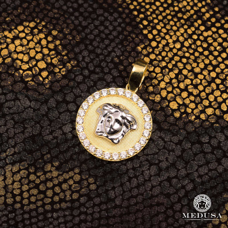 Pendentif en Or 10K | Médaillon Athéna F5 Or 2 Tons