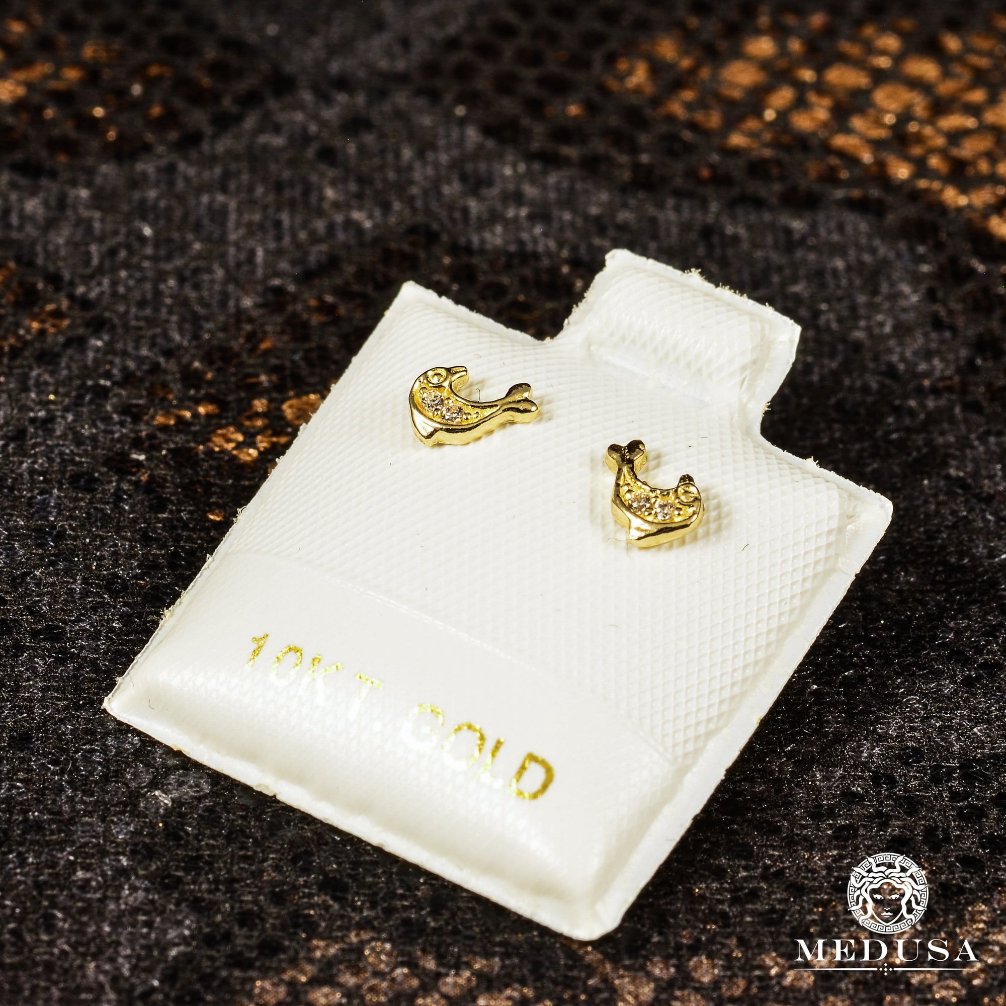 Studs en Or 10K | Boucles d’Oreilles Baby F3 Dolphin / Or Jaune