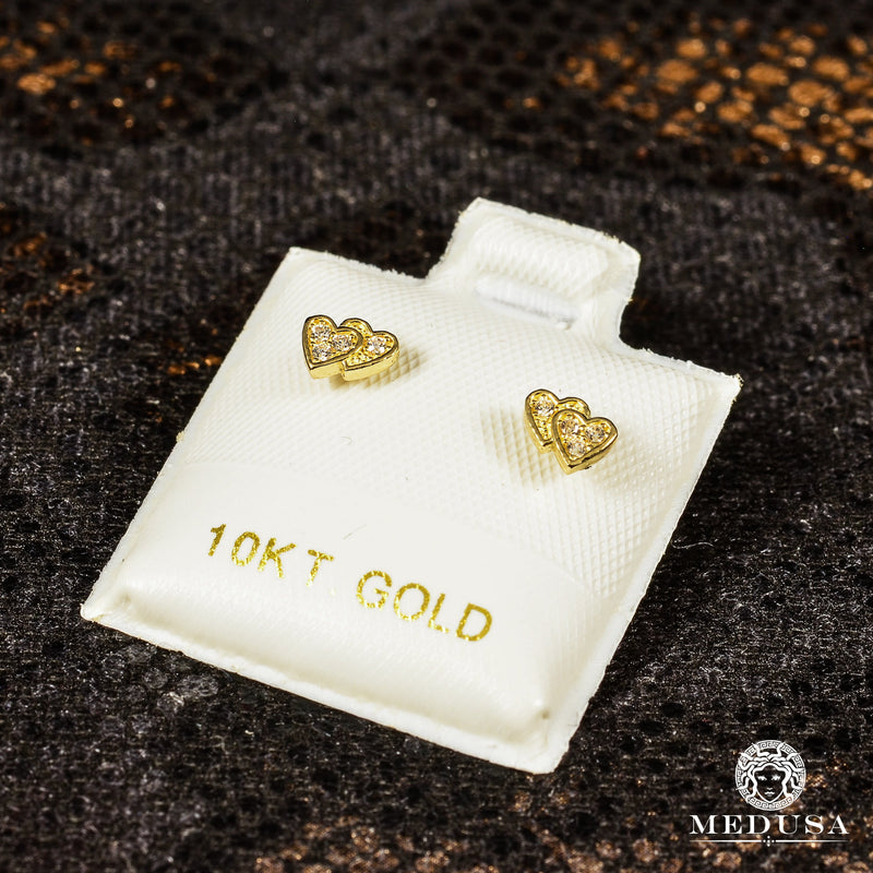 Studs en Or 10K | Boucles d’Oreilles Baby F3 Heart / Or Jaune