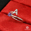 Bague en Or Custom | Bijoux Custom Bague Initiale &amp; Pierre Naissance Sur Mesure Or Blanc