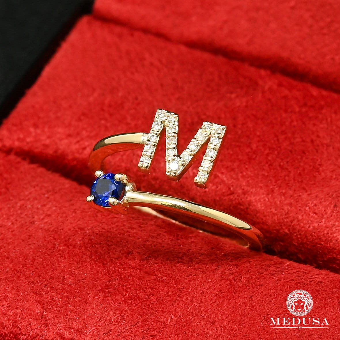 Bague en Or Custom | Bijoux Custom Bague Initiale & Pierre Naissance Sur Mesure Or Jaune