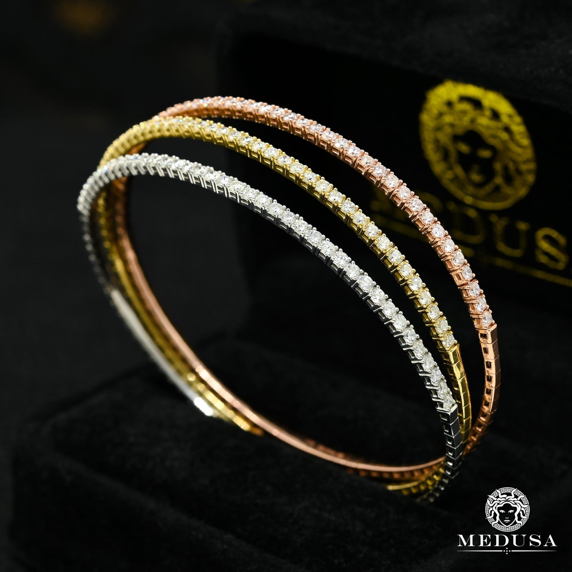 Bracelet à Diamants en Or 14K | Bracelet Femme Bangle D1 Diamant