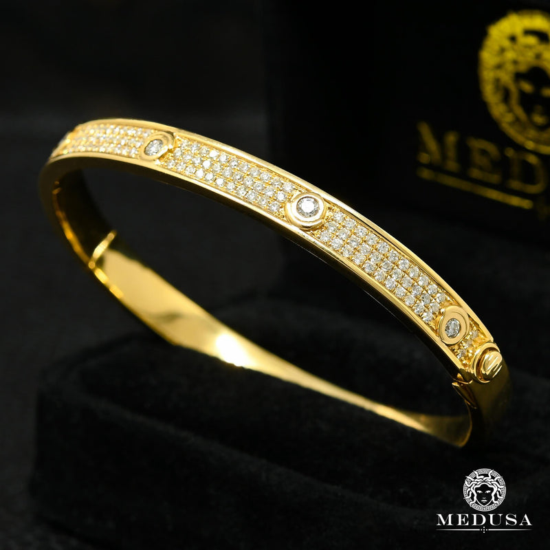 Bracelet à Diamants en Or 10K | Bracelet Homme Bangle D2 Diamant Or Jaune