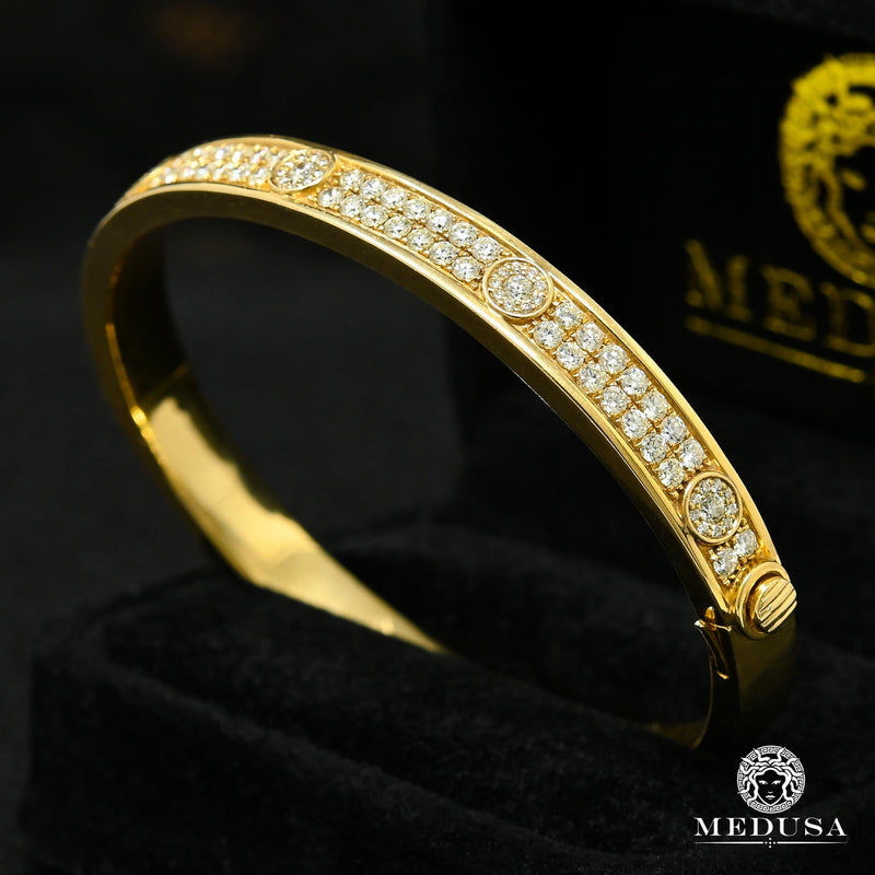 Bracelet à Diamants en Or 10K | Bracelet Homme Bangle D3 Diamant Or Jaune