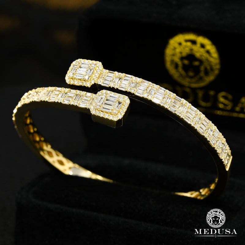 Bracelet à Diamants en Or 14K | Bracelet Homme Bangle D4 Diamant Or Jaune