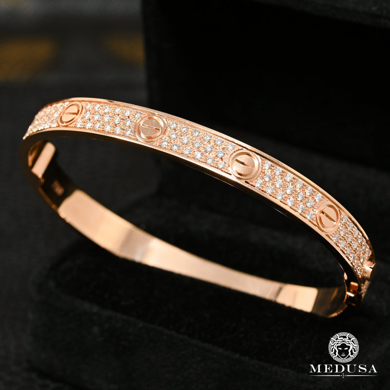 Bracelet Rigide en Or 18K | Bracelet Femme Bangle D5 Diamant Or Rose