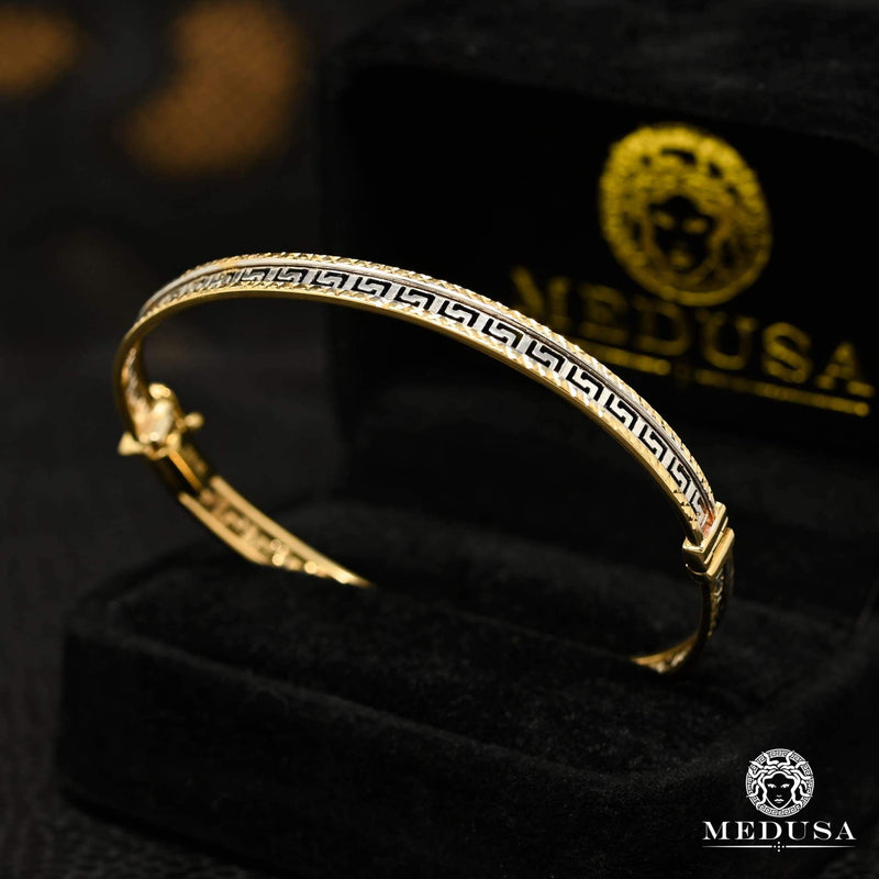 Bracelet Rigide en Or 10K | Bracelet Femme Bangle F2 Or 2 Tons