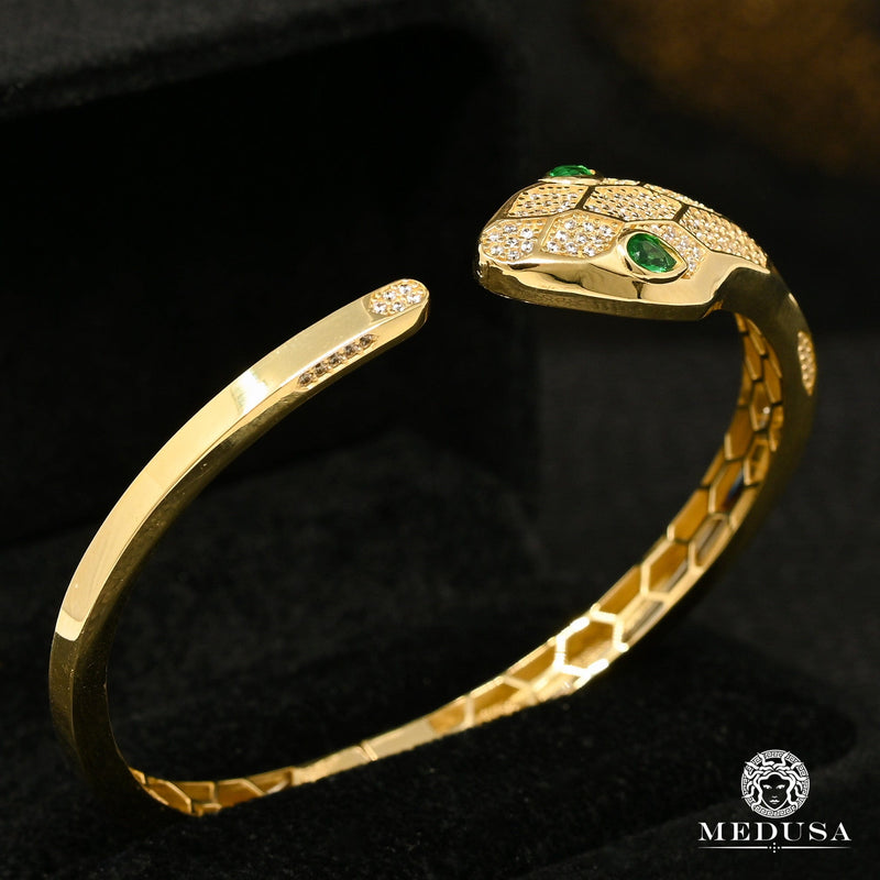 Bracelet Rigide en Or 10K | Bracelet Femme Bangle X11 Snake Or Jaune
