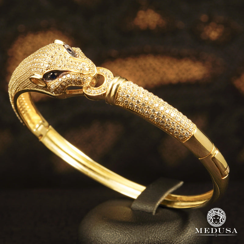 Bracelet Rigide en Or 10K | Bracelet Femme Bangle X4 Tiger Or Jaune