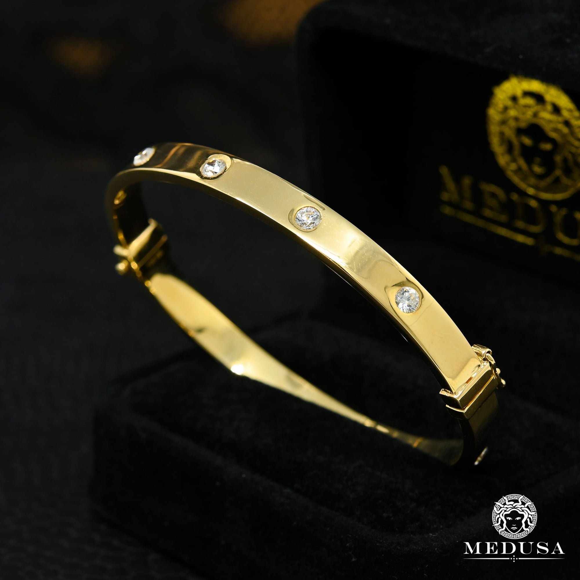 Bracelet Rigide en Or 10K | Bracelet Femme Bangle X6 Love Or Jaune
