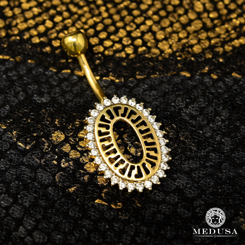 Barbell de Nombril en Or 14K | Bijoux Piercing Barbell F1 Or Jaune