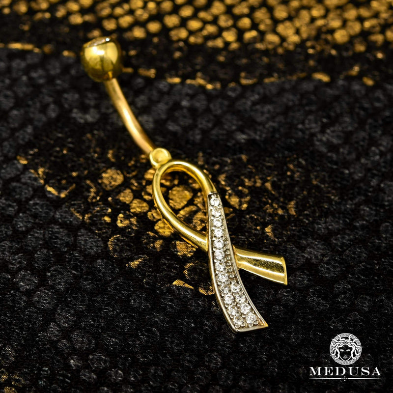 Barbell de Nombril en Or 14K | Bijoux Piercing Barbell F13 Ribbon Or Jaune