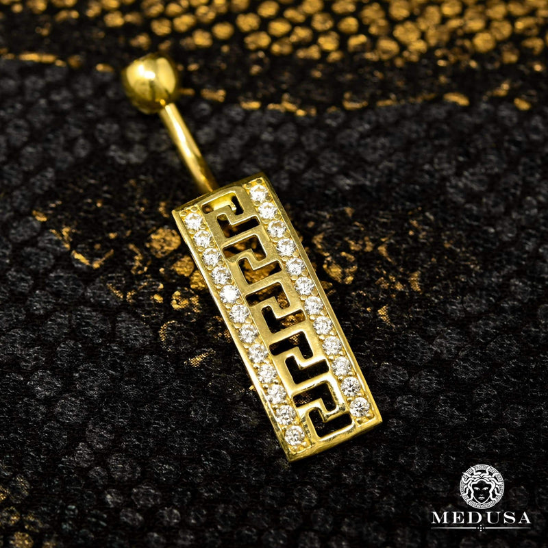 Barbell de Nombril en Or 14K | Bijoux Piercing Barbell F2 Or Jaune