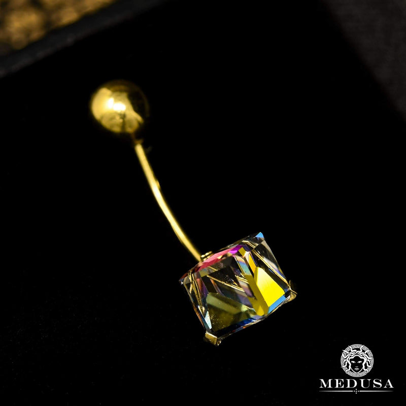 Barbell de Nombril en Or 14K | Bijoux Piercing Barbell F20 Prism Or Jaune