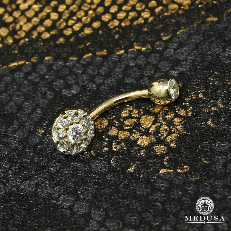 Barbell de Nombril en Or 14K | Bijoux Piercing Barbell F24 Or Jaune