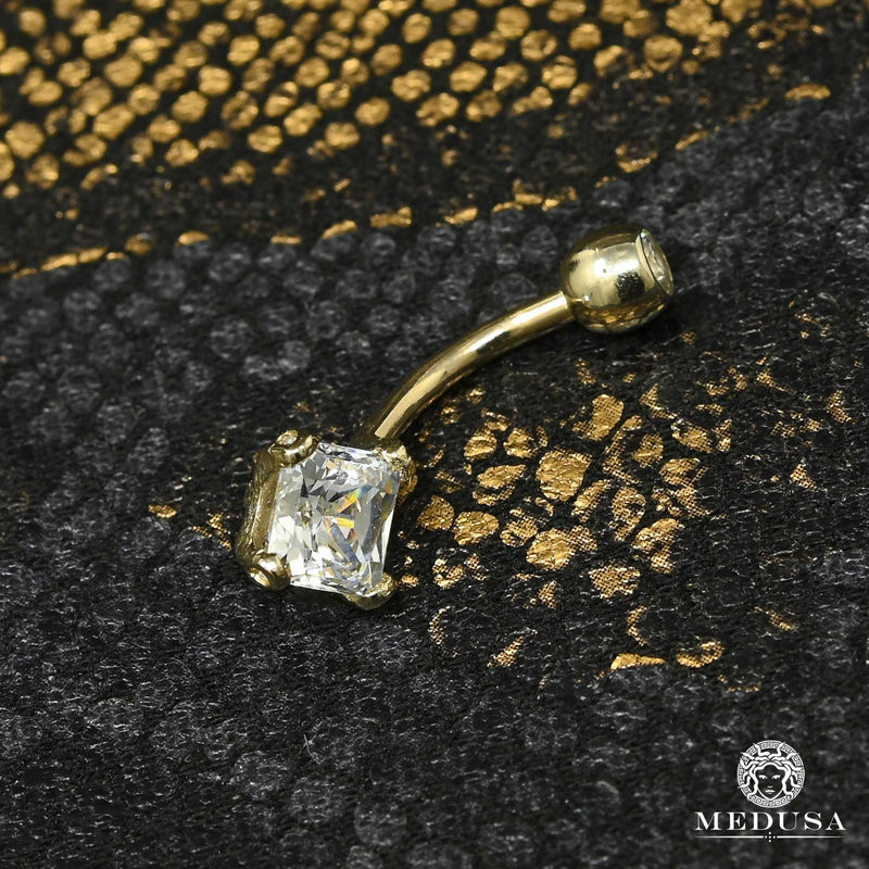 Barbell de Nombril en Or 14K | Bijoux Piercing Barbell F25 Or Jaune