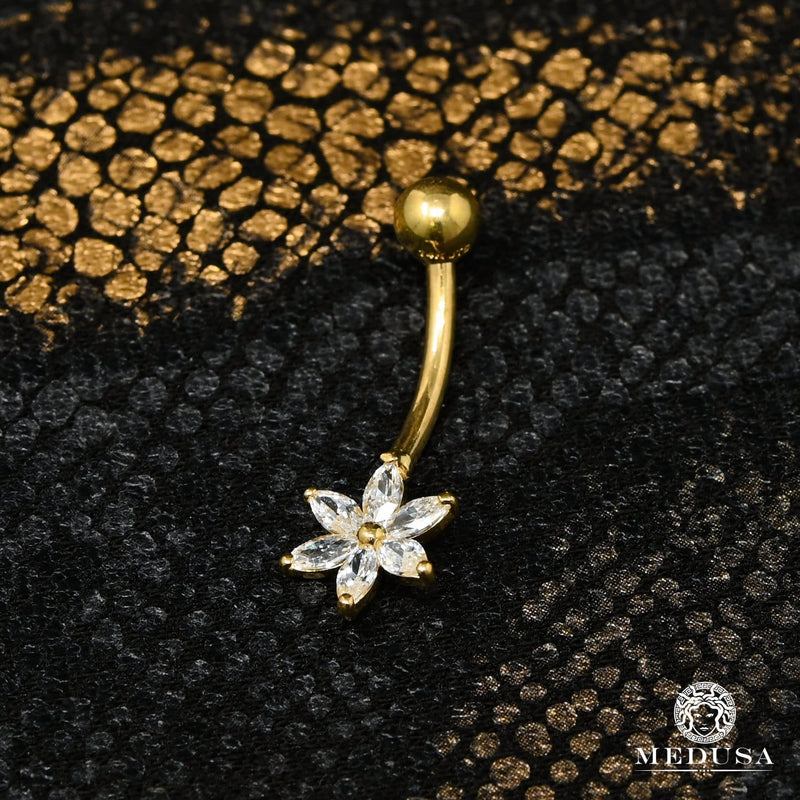Barbell de Nombril en Or 14K | Bijoux Piercing Barbell F30 Or Jaune