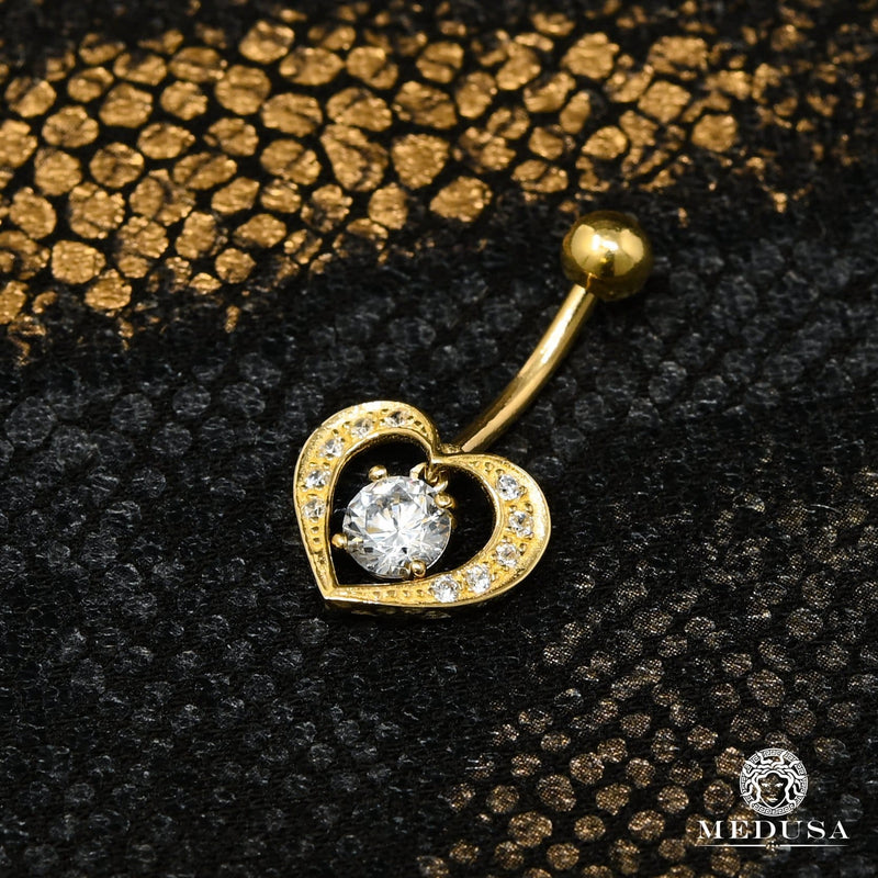Barbell de Nombril en Or 14K | Bijoux Piercing Barbell F31 Or Jaune