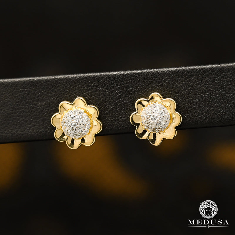 Studs en Or 10K | Boucles d’Oreilles Bolt F1 - Flower Or Jaune