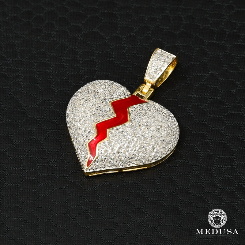Pendentif à Diamants en Or 10K | Pendentif Divers Broken D2 - Diamant Or 2 Tons
