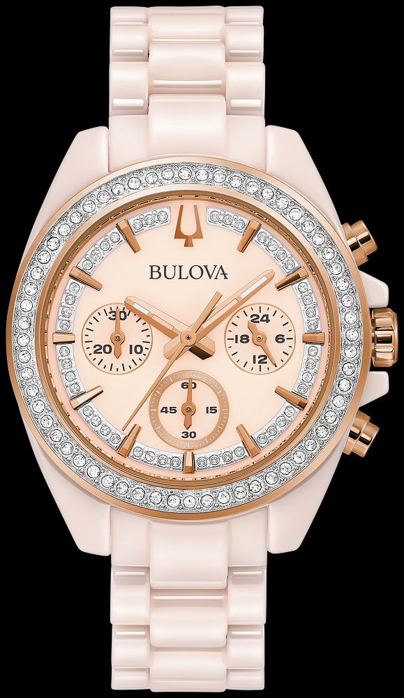 Montre Bulova | Montre Femme Bulova Ceramic - 98L282 Swarovski / Or Rose