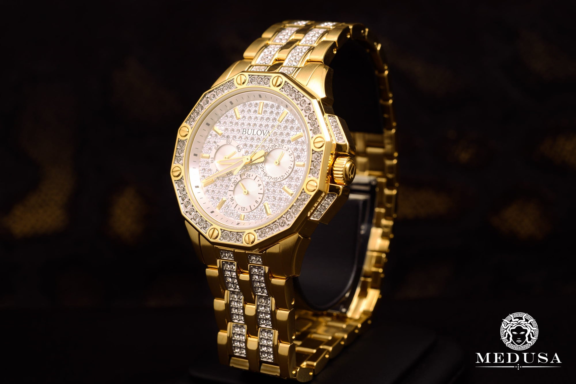 Montre Bulova | Montre Homme Bulova Cristal - 98C126 Swarovski / Or Jaune