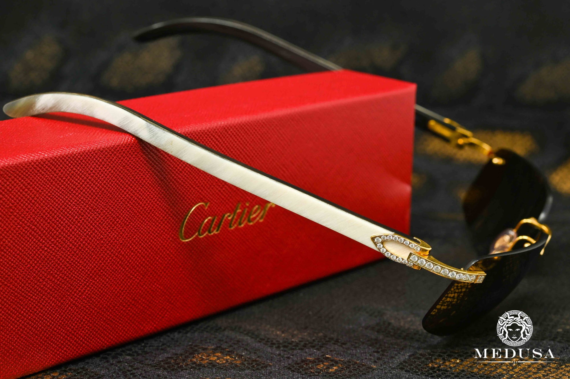 Lunette Cartier | Lunette Homme Cartier C Décor | Gold &amp; Wood Or Jaune