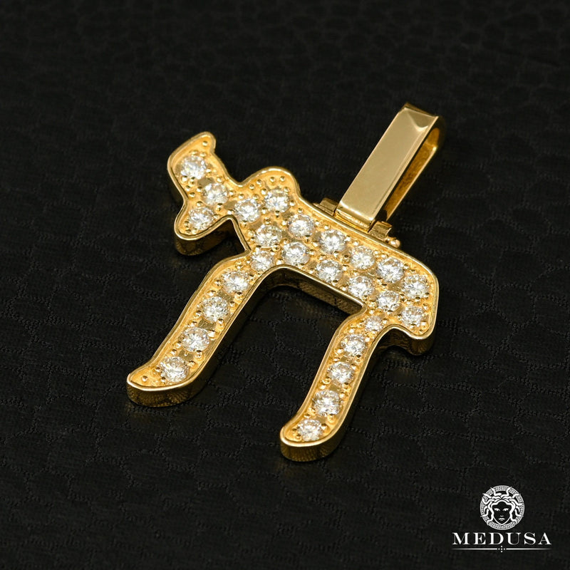 Pendentif à Diamants en Or 10K | Pendentif Divers Chai D1 Diamant Or Jaune