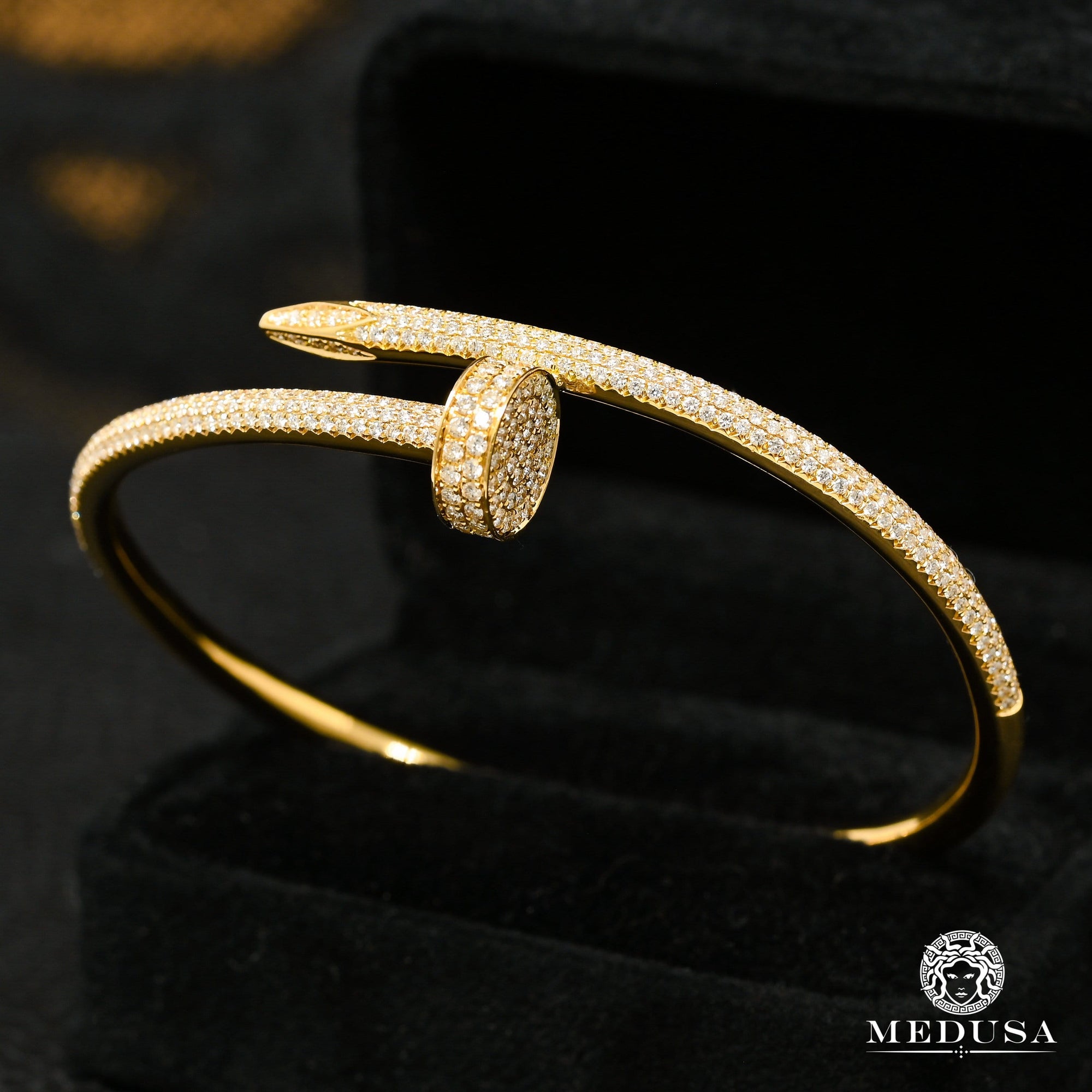 Bracelet Rigide en Or 18K | Bracelet Femme Clou X3 Diamant