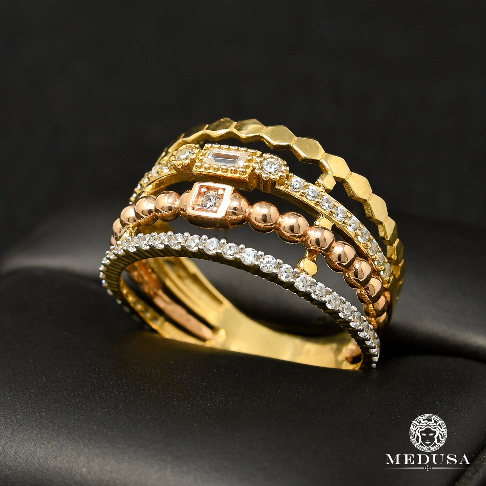 Bague en Or 10K | Bague Femme Colored F7 3 Tons Or 3 Tons