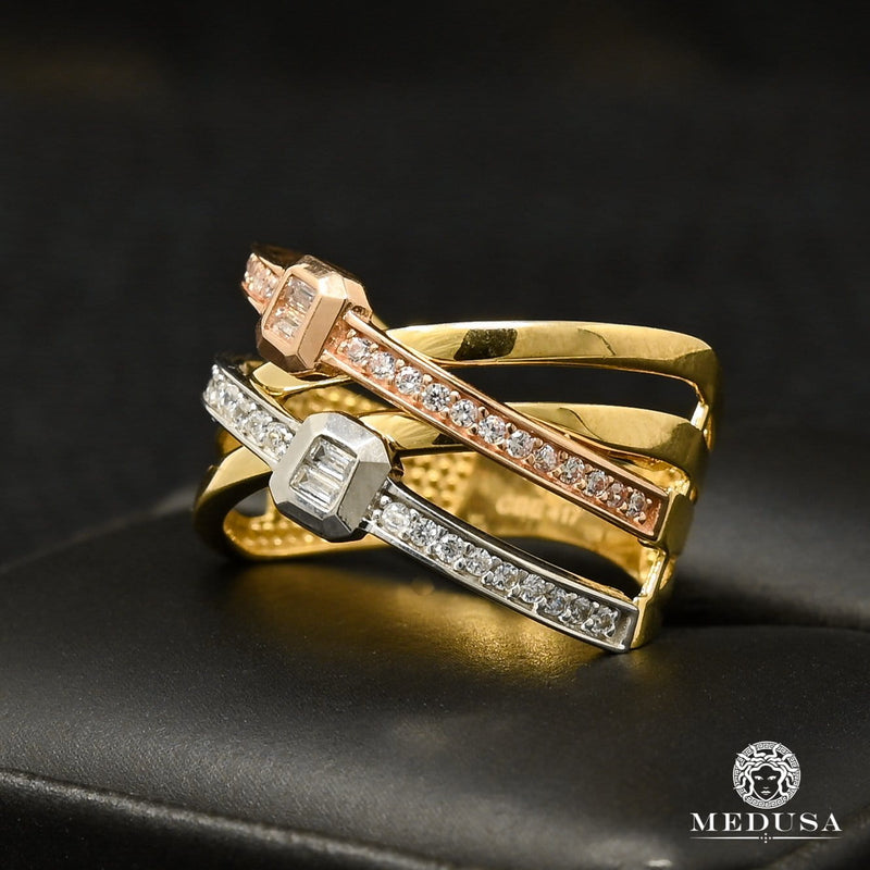 Bague en Or 10K | Bague Femme Colored F8 - 3 Tons Or 3 Tons