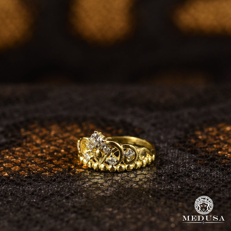 Bague en Or 10K | Bague Femme Crown F9 Or Jaune