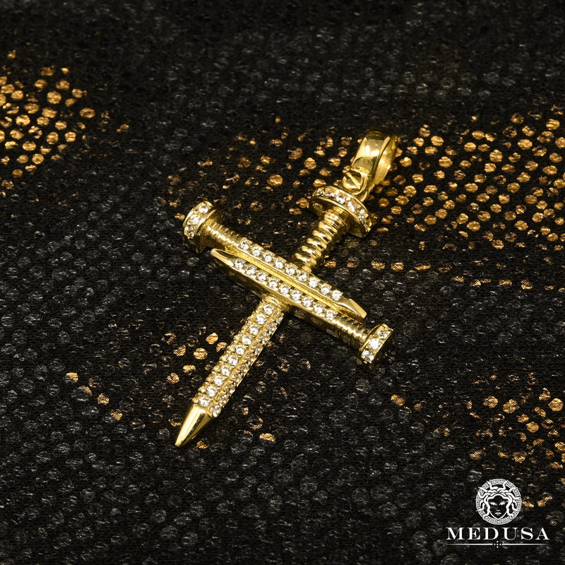 Pendentif en Or 10K | Pendentif Croix Crucifix X13 Or Jaune