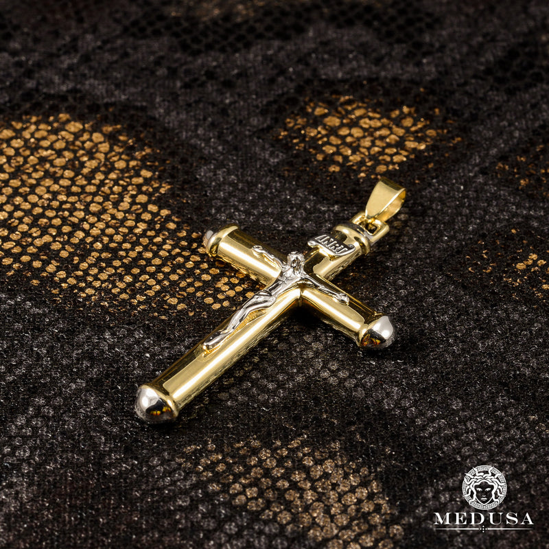 Pendentif en Or 10K | Pendentif Croix Crucifix X3 Or 2 Tons