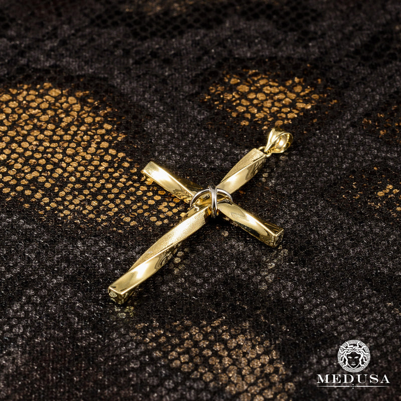 Pendentif en Or 10K | Pendentif Croix Crucifix X4 Or 2 Tons