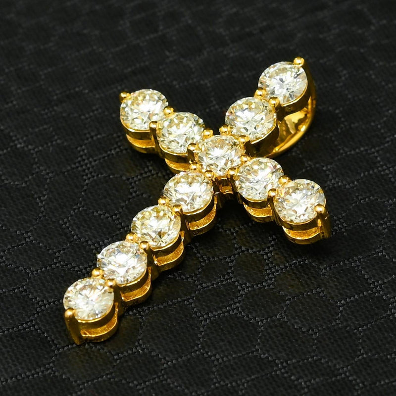Pendentif à Diamants en Or 14K | Pendentif Croix Crystal D13 Diamant 28MM / Or Jaune